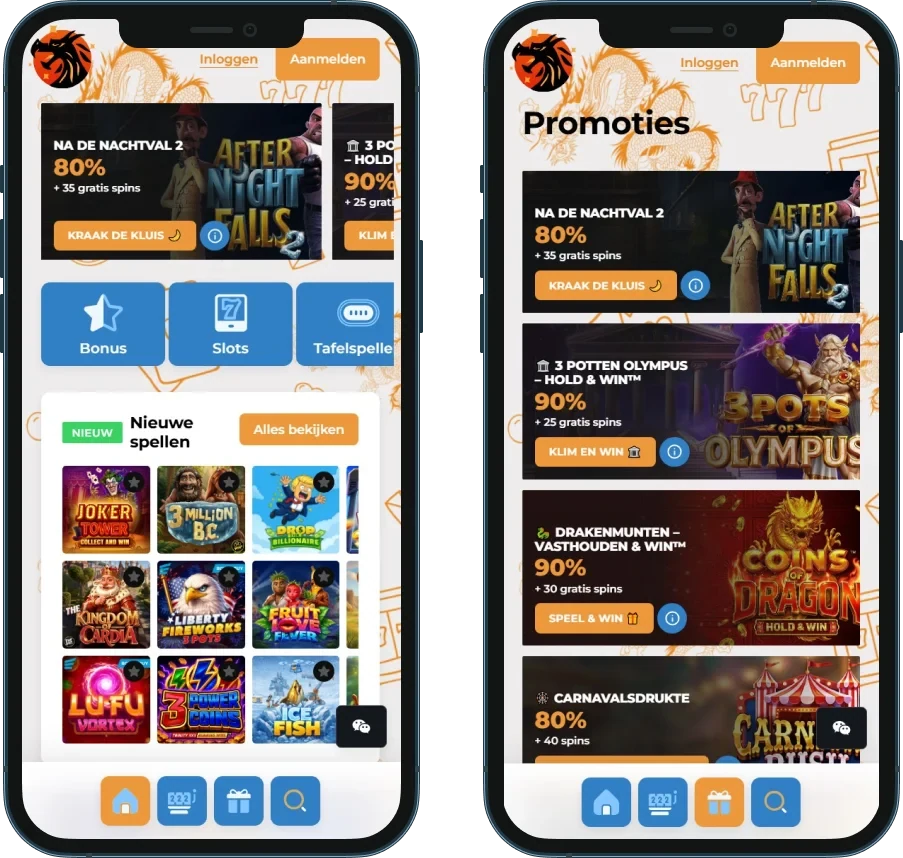 Lord of the Spins casino in de mobiele browser